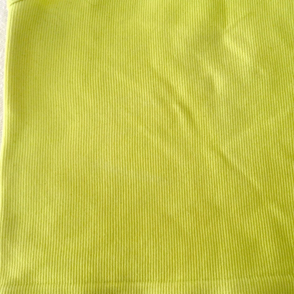 Seduction Yellow Green Ribbed Racerback Cropped Tank Top S - Picture 2 of 7